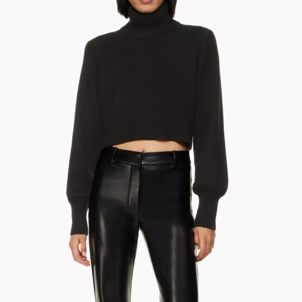 Aritzia Wilfred Rebecca Turtleneck Crop - Black - Large